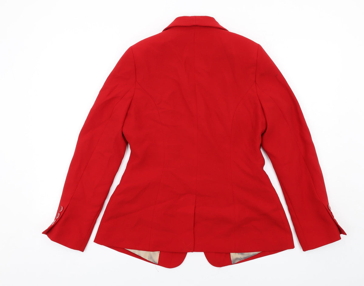 Back view of Savoir women’s red polyester jacket blazer, size UK 10