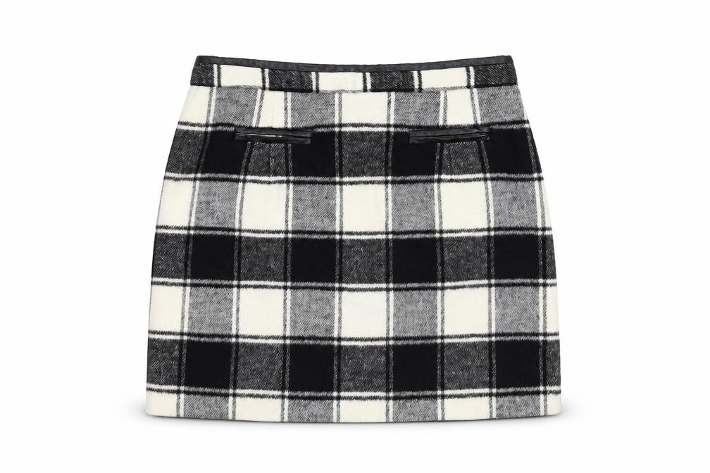 Intuition Womens Black Check Polyester A-Line Skirt Size 14 Zip
