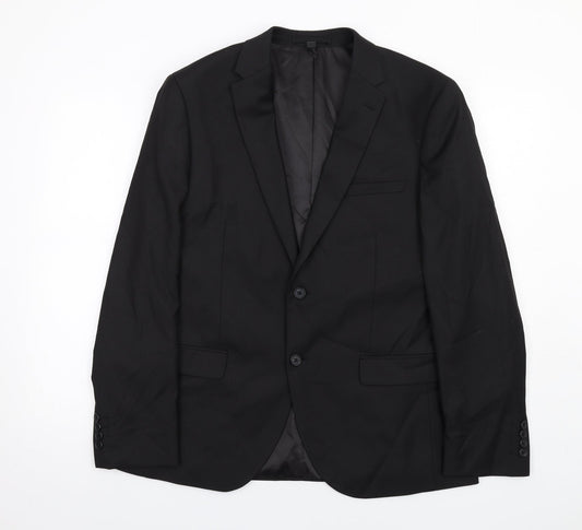 Marks and Spencer Mens Black Polyester Jacket Suit Jacket Size 42 Regular