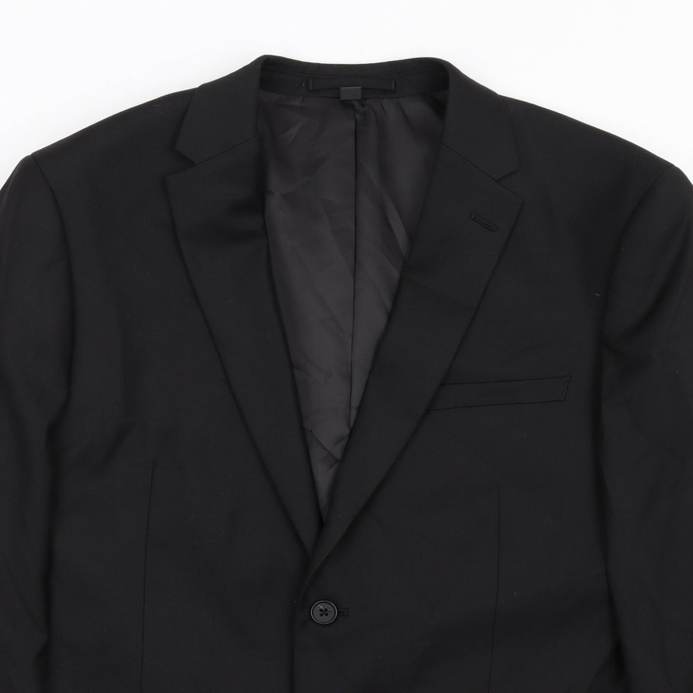 Marks and Spencer Mens Black Polyester Jacket Suit Jacket Size 42 Regular