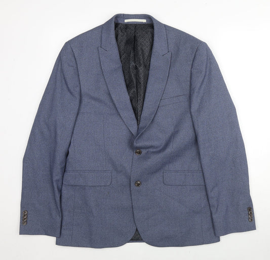 Burton Mens Blue Polyester Jacket Suit Jacket Size 40 Regular