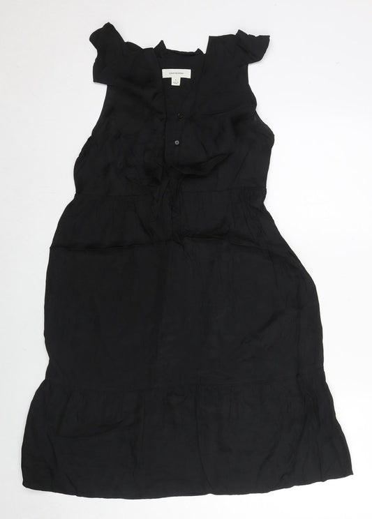 Country Road Womens Black Viscose Fit & Flare Size S V-Neck Button - Frill