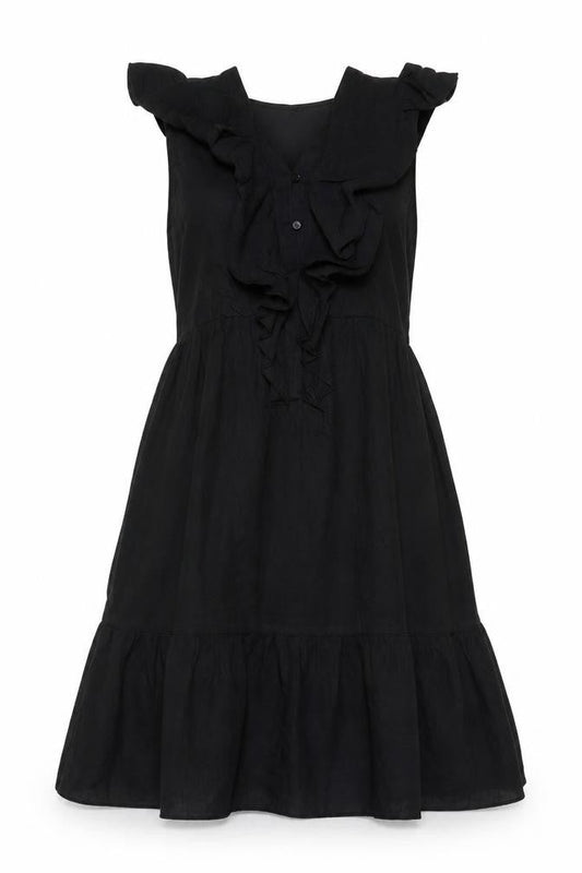 Country Road Womens Black Viscose Fit & Flare Size S V-Neck Button - Frill