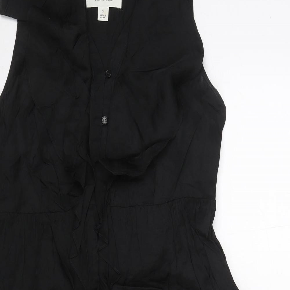 Country Road Womens Black Viscose Fit & Flare Size S V-Neck Button - Frill
