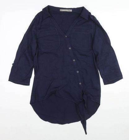 Sandwich Womens Blue Viscose Basic Button-Up Size 6 Collared - Knot Front