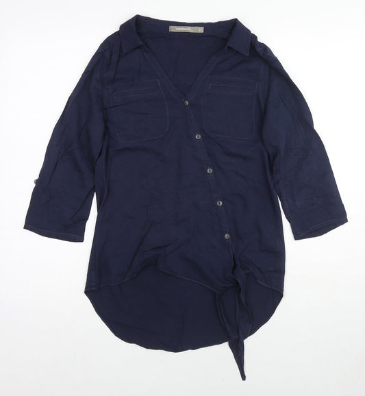 Sandwich Womens Blue Viscose Basic Button-Up Size 6 Collared - Knot Front