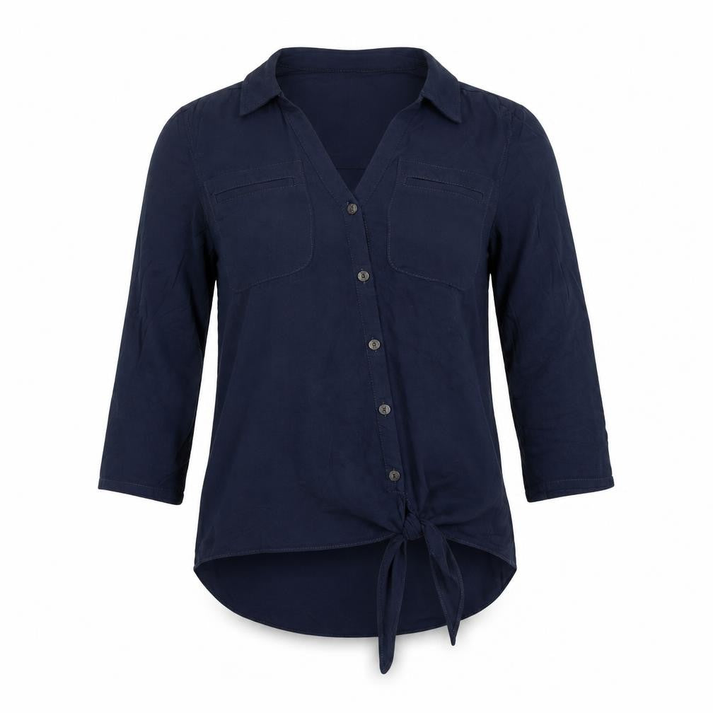 Sandwich Womens Blue Viscose Basic Button-Up Size 6 Collared - Knot Front