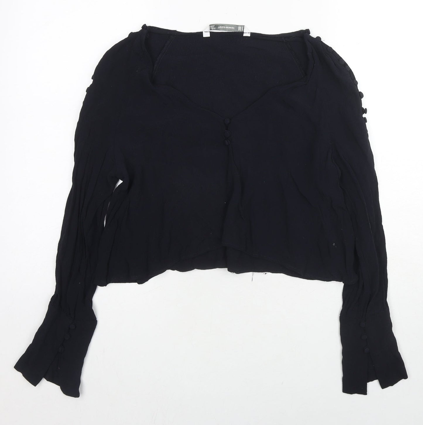Zara Womens Blue Polyester Basic Blouse Size M Scoop Neck
