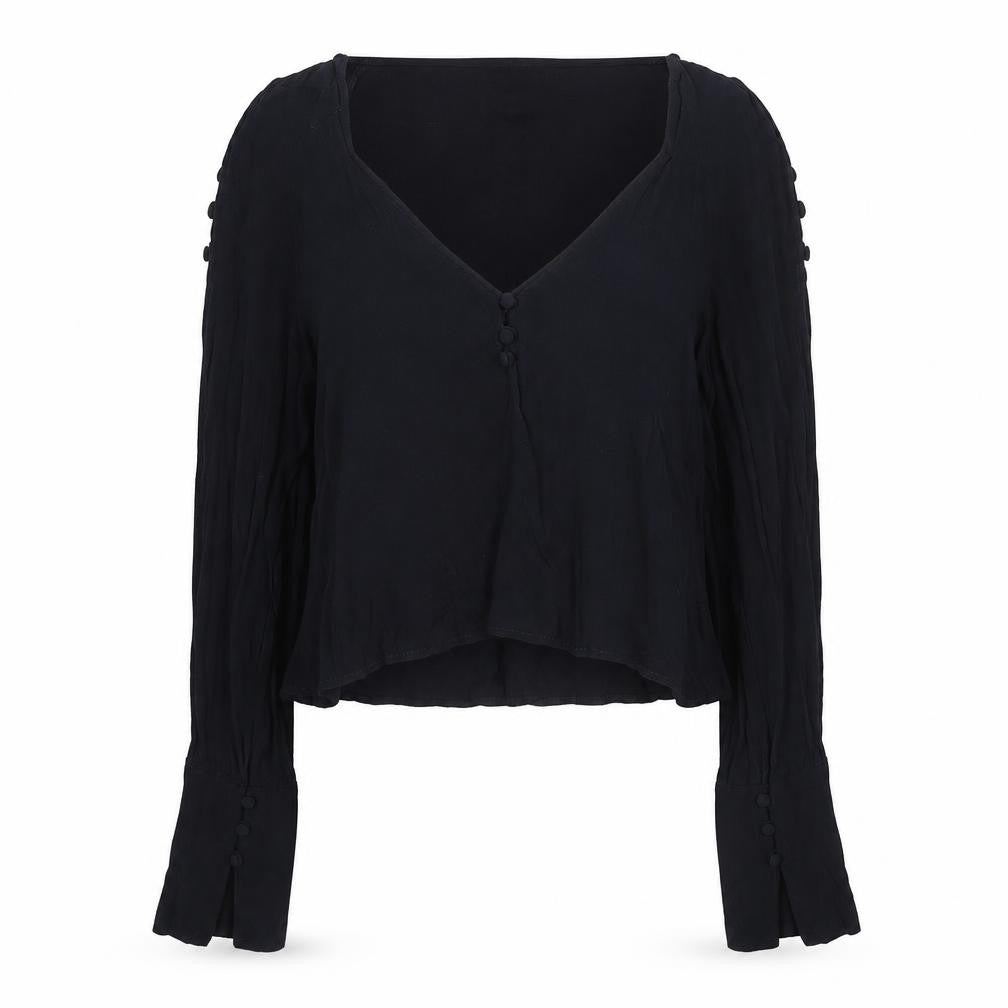 Zara Womens Blue Polyester Basic Blouse Size M Scoop Neck