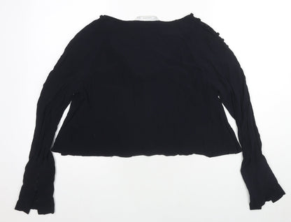 Zara Womens Blue Polyester Basic Blouse Size M Scoop Neck