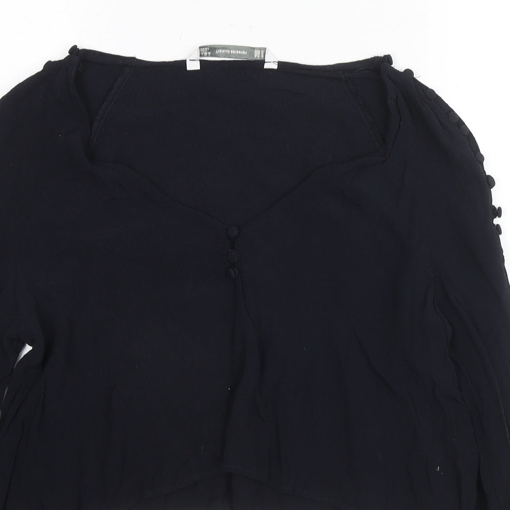 Zara Womens Blue Polyester Basic Blouse Size M Scoop Neck
