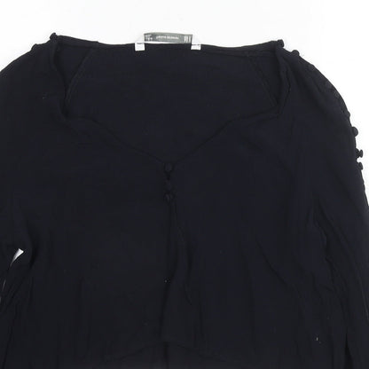 Zara Womens Blue Polyester Basic Blouse Size M Scoop Neck
