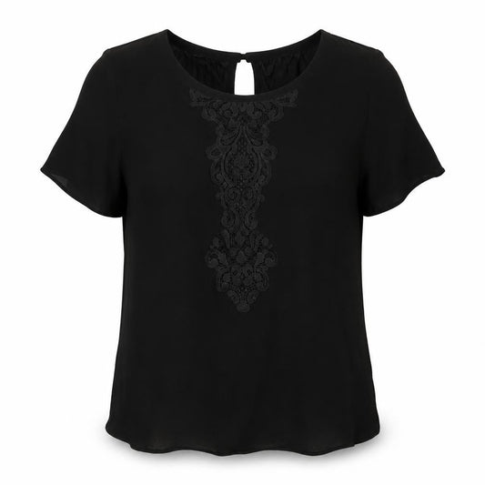 Marks and Spencer Womens Black Viscose Basic Blouse Size 10 V-Neck