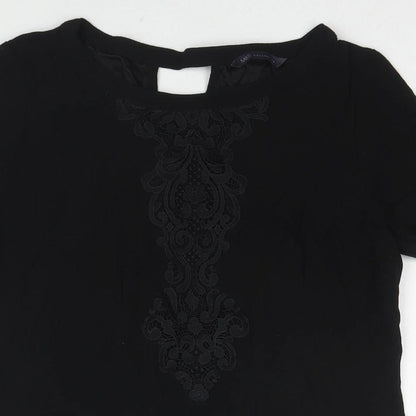 Marks & Spencer Womens Black Viscose Basic Blouse Size 10 V-Neck
