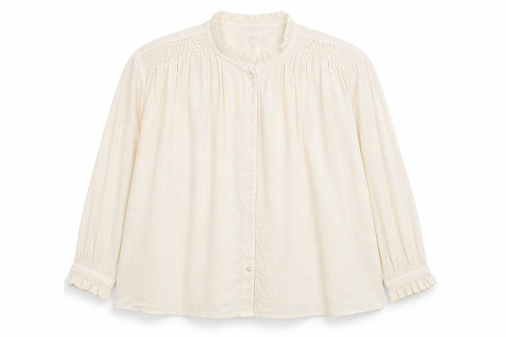 Damart Womens Beige Viscose Basic Button-Up Size 18 Mock Neck