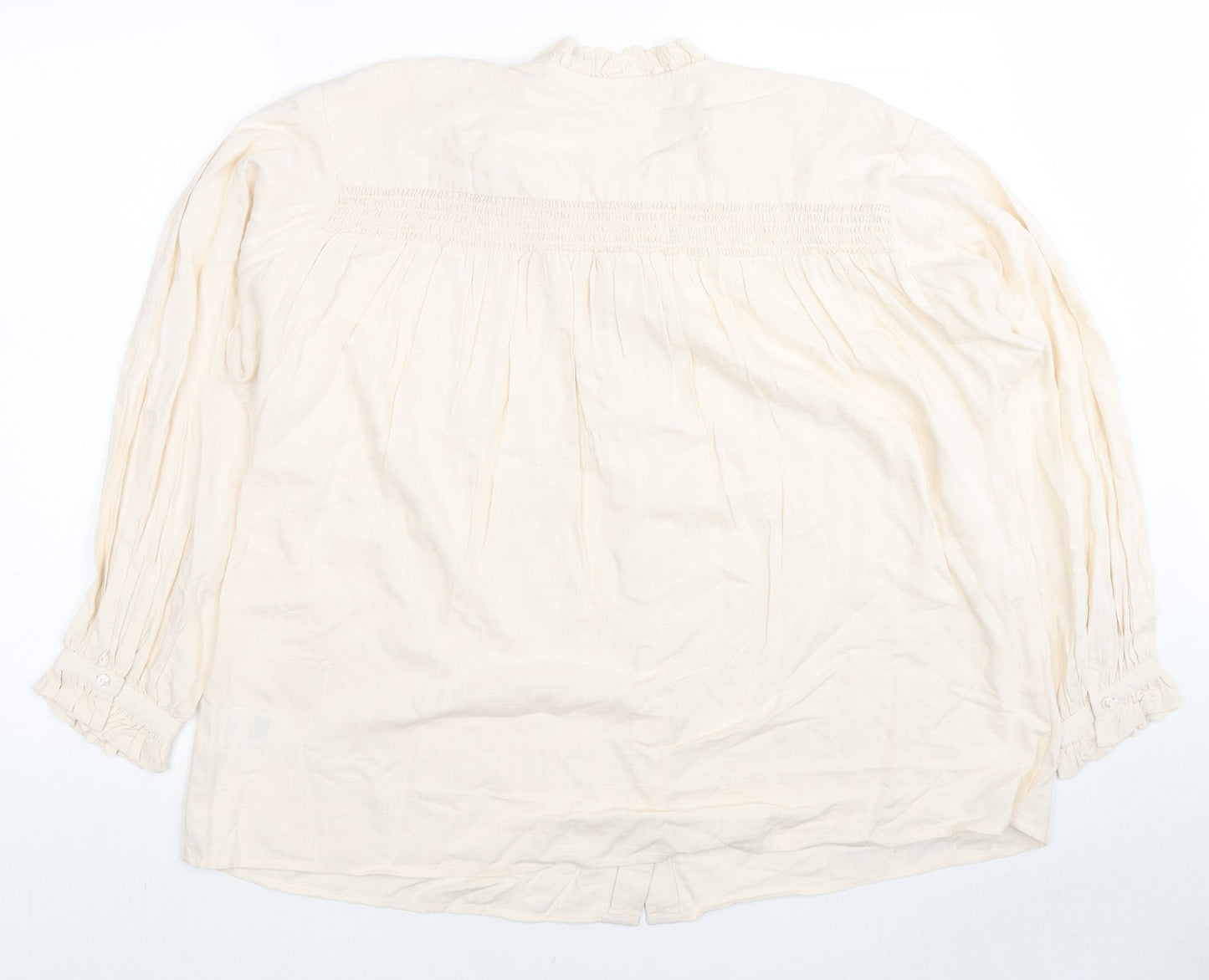 Damart Womens Beige Viscose Basic Button-Up Size 18 Mock Neck
