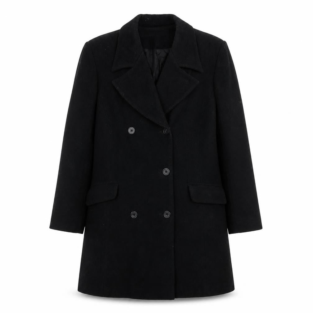 Charlotte Halton Womens Black Overcoat Coat Size 12 Button