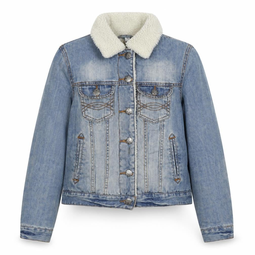 Denim & Co. Womens Blue Jacket Size 10 Button