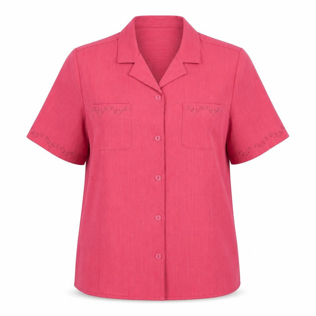Oscar B. Womens Pink Polyester Basic Button-Up Size 20 Collared