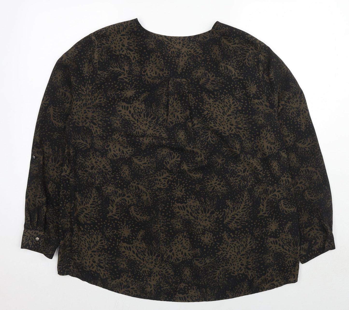 Yessica Womens Black Geometric Polyester Basic Blouse One Size V-Neck