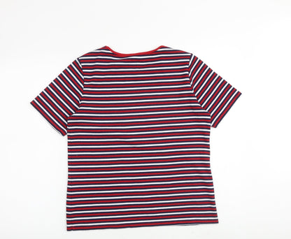 Alia Womens Multicoloured Striped Polyester Basic T-Shirt Size M Round Neck