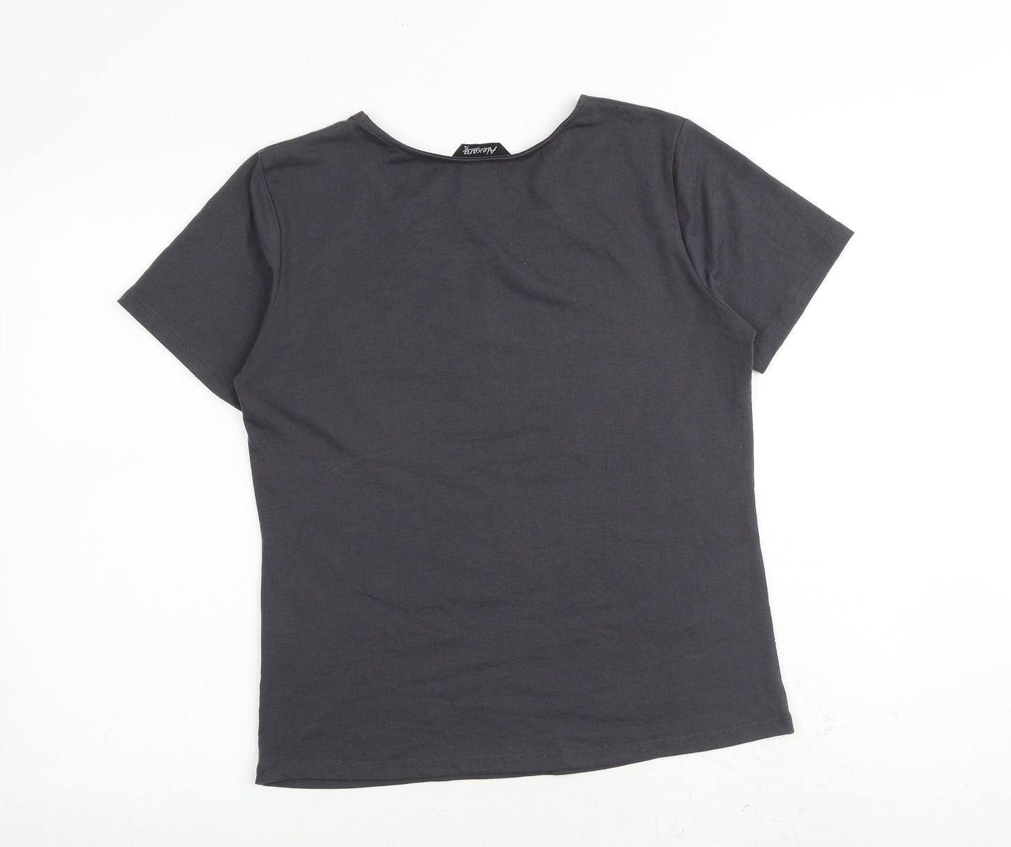 Alexara Womens Grey Polyester Basic T-Shirt Size 14 Round Neck