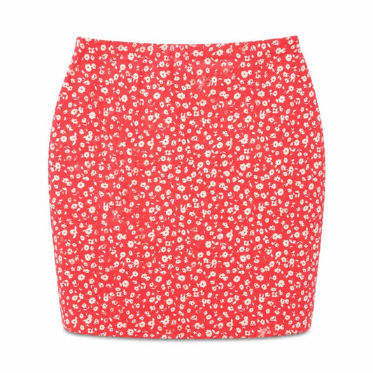 New Look Womens Red Floral Cotton A-Line Skirt Size 8