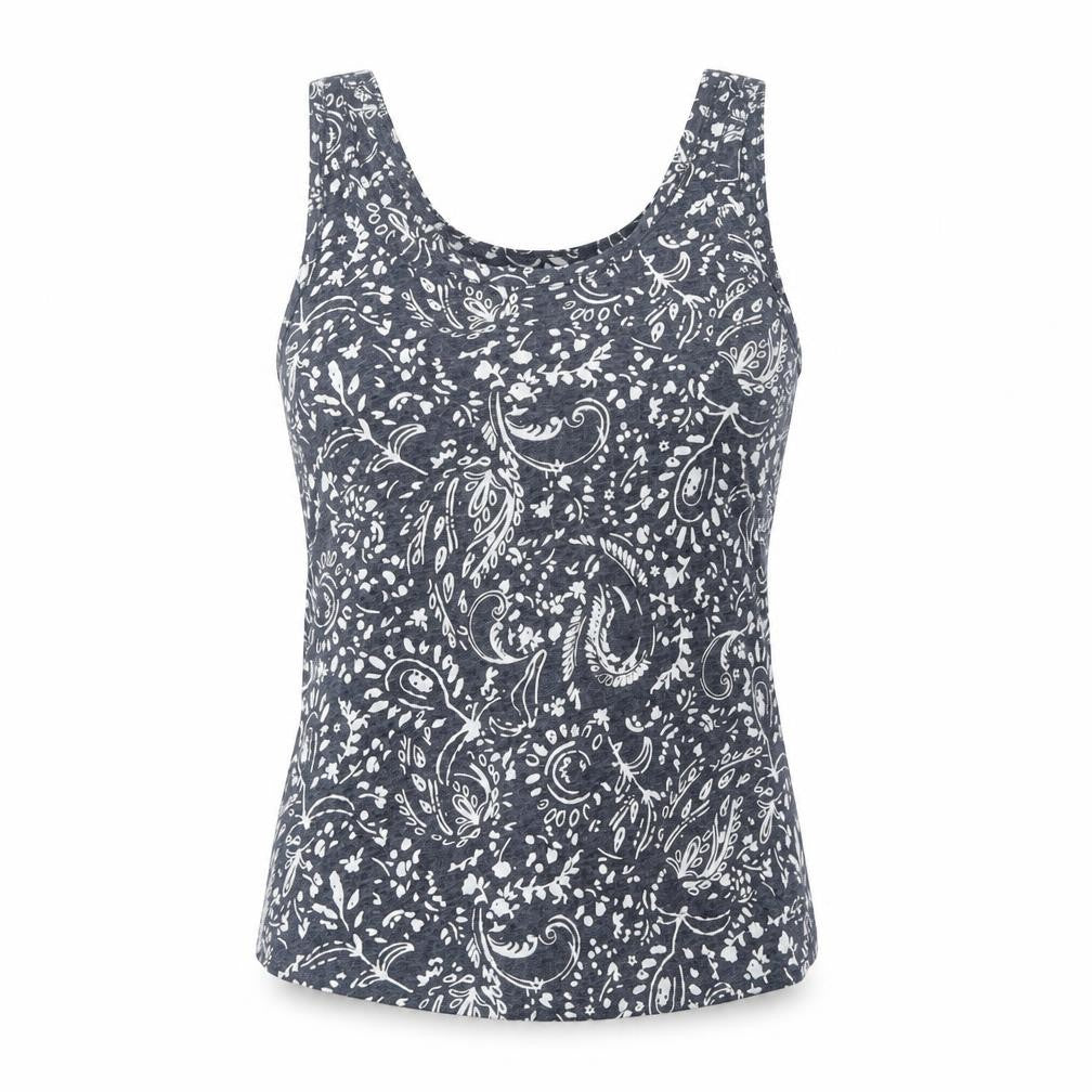 Marks & Spencer Womens Grey Geometric Flax Basic Tank Size 10 Round Neck