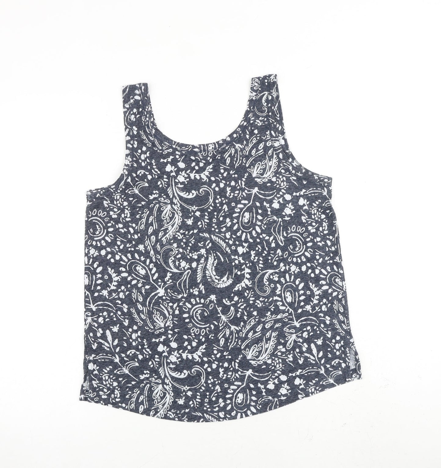 Marks and Spencer Womens Grey Geometric Flax Basic Tank Size 10 Round Neck