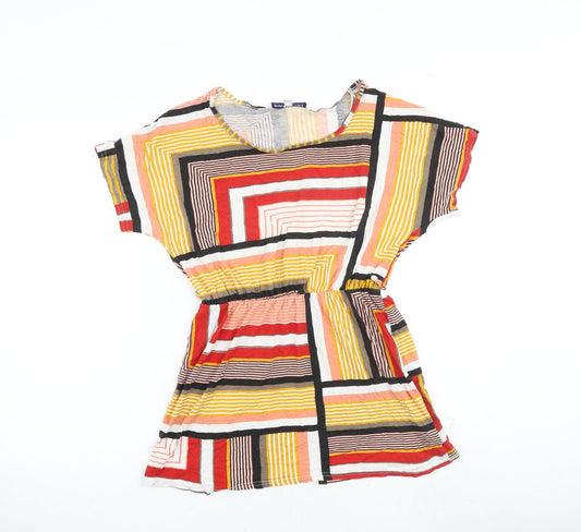Store Twenty One Womens Multicoloured Geometric Viscose Basic Blouse Size 12 Round Neck