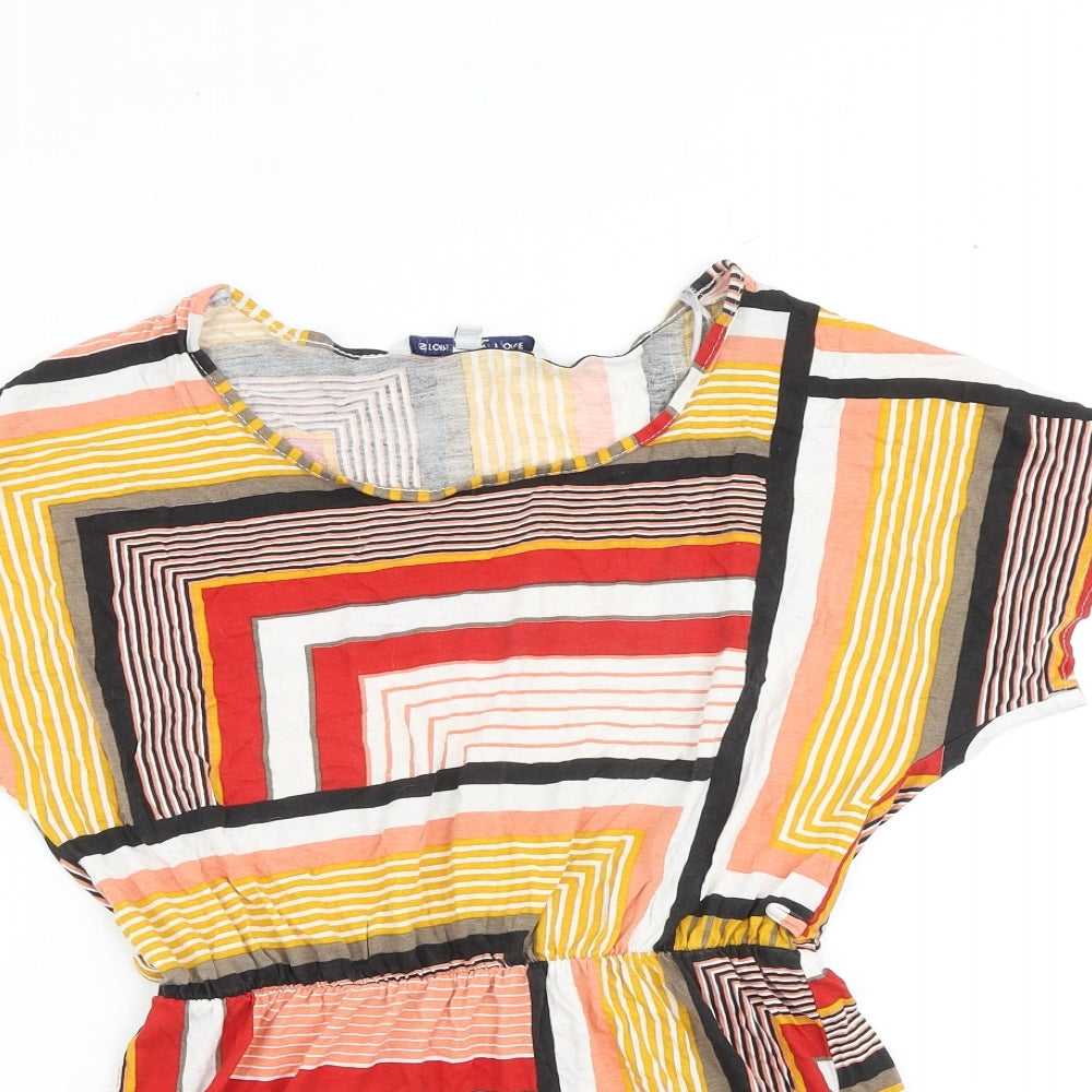 Store Twenty One Womens Multicoloured Geometric Viscose Basic Blouse Size 12 Round Neck