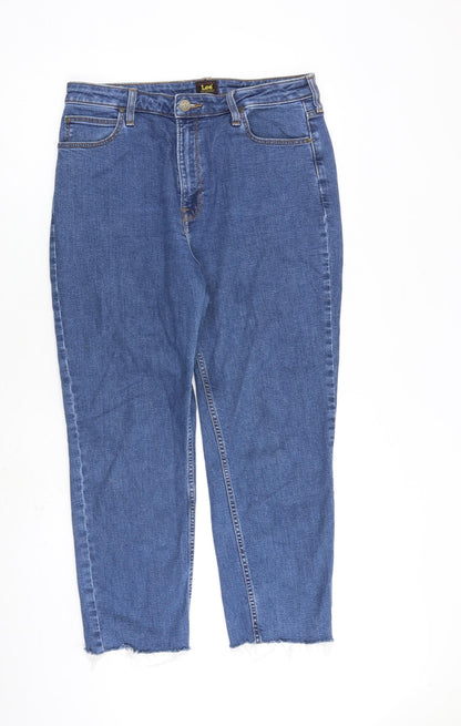 Lee Mens Blue Cotton Straight Jeans Size 31 in Regular Zip
