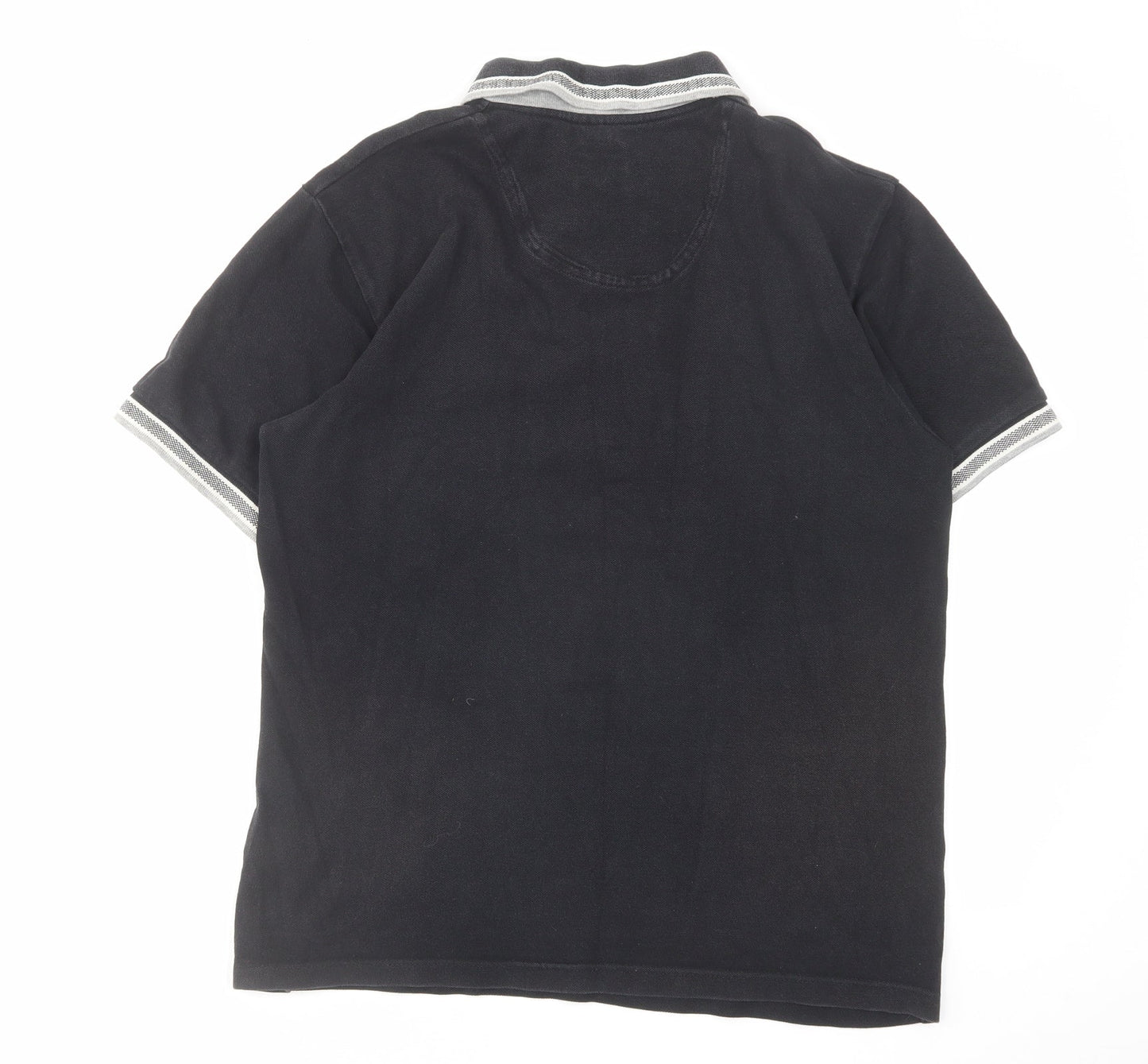 HUGO BOSS Mens Black Cotton Polo Size L Collared Button
