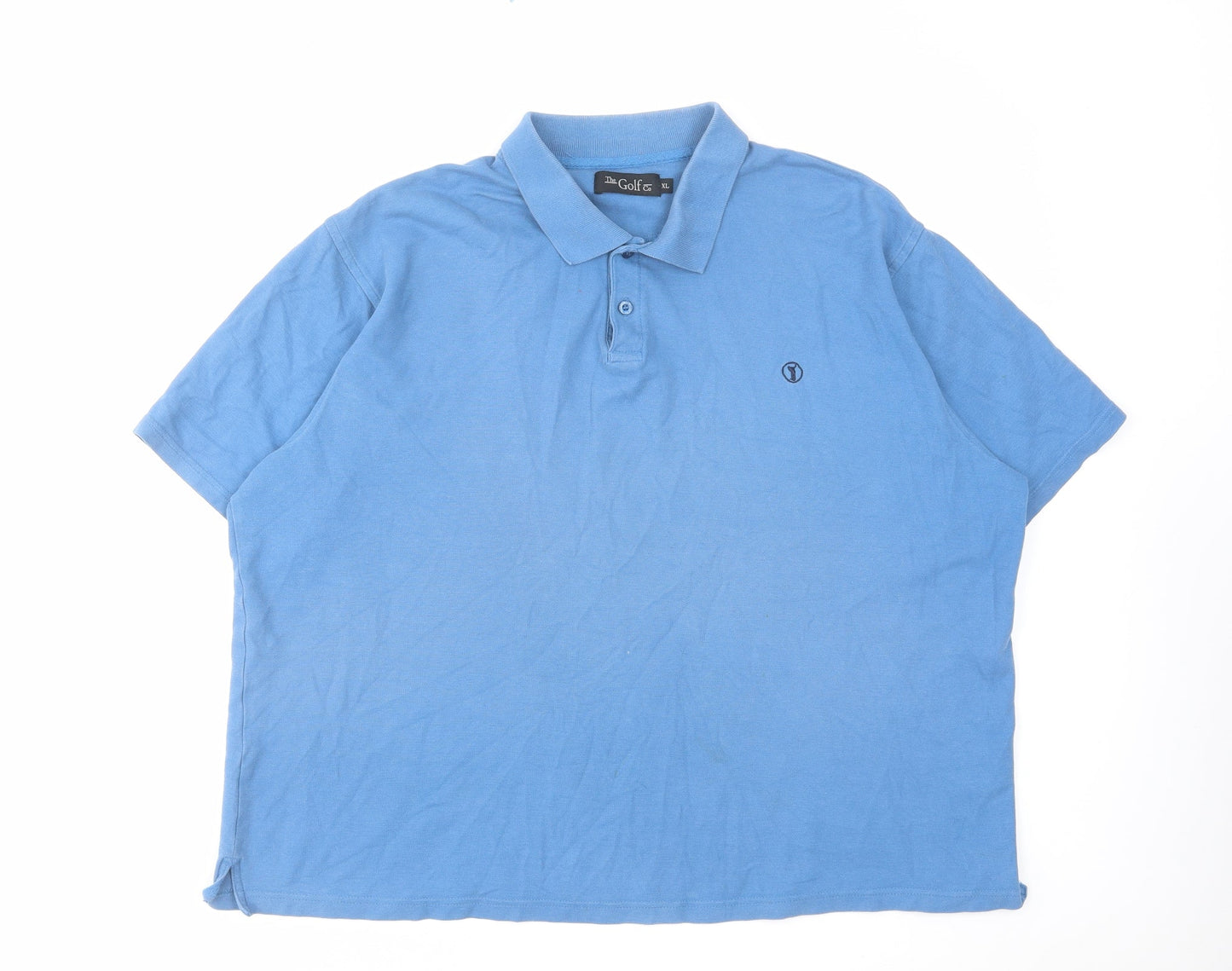 The Golf Co Mens Blue Cotton Polo Size XL Collared Button
