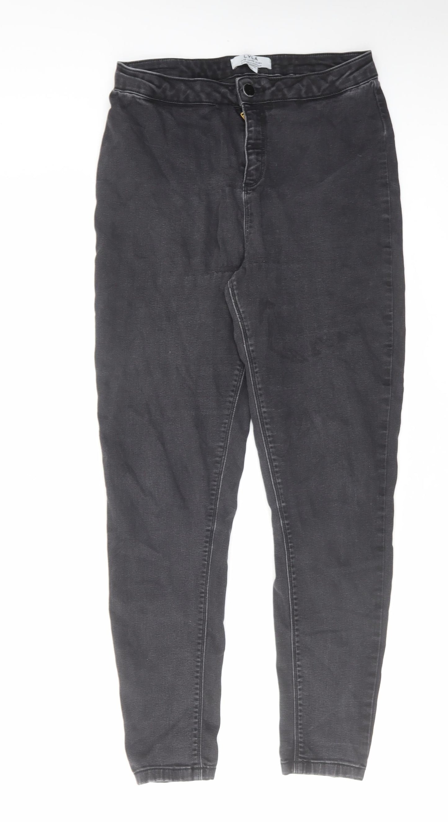 Dorothy Perkins Womens Black Cotton Skinny Jeans Size 14 L28 in Regular Zip