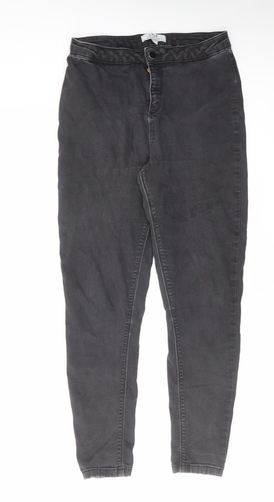 Dorothy Perkins Womens Black Cotton Skinny Jeans Size 14 L28 in Regular Zip