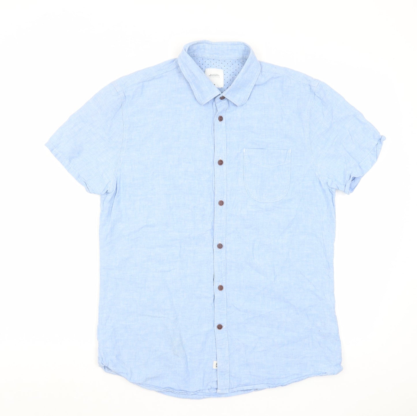 Burton Mens Blue Cotton Button-Up Size M Collared Button