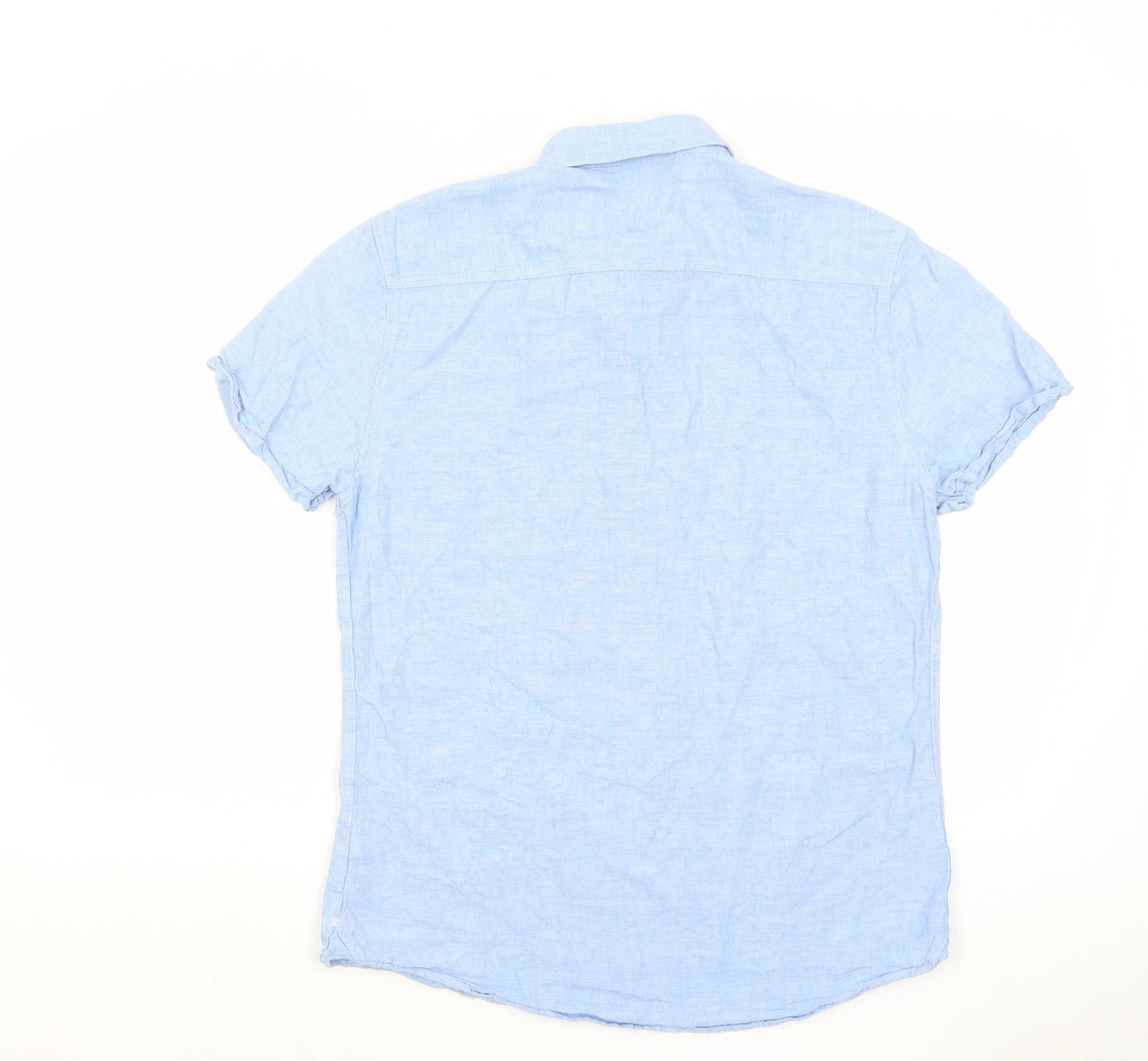 Burton Mens Blue Cotton Button-Up Size M Collared Button