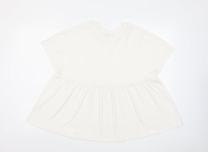 Boohoo Womens White Polyester Basic T-Shirt Size 8 Round Neck