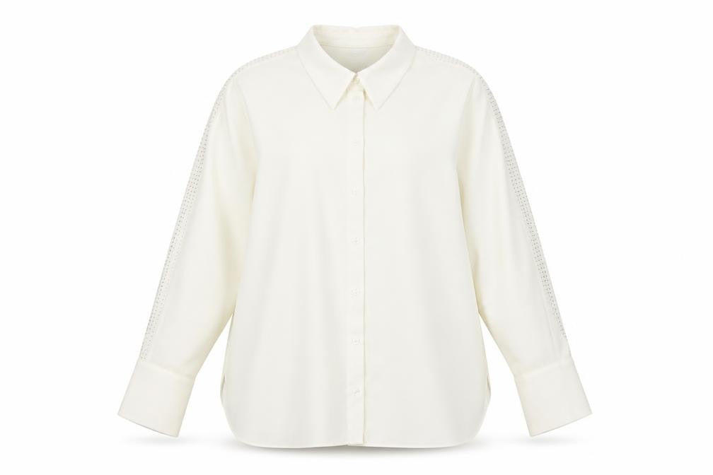 Marks & Spencer Womens Ivory Polyester Basic Button-Up Size 24 Collared