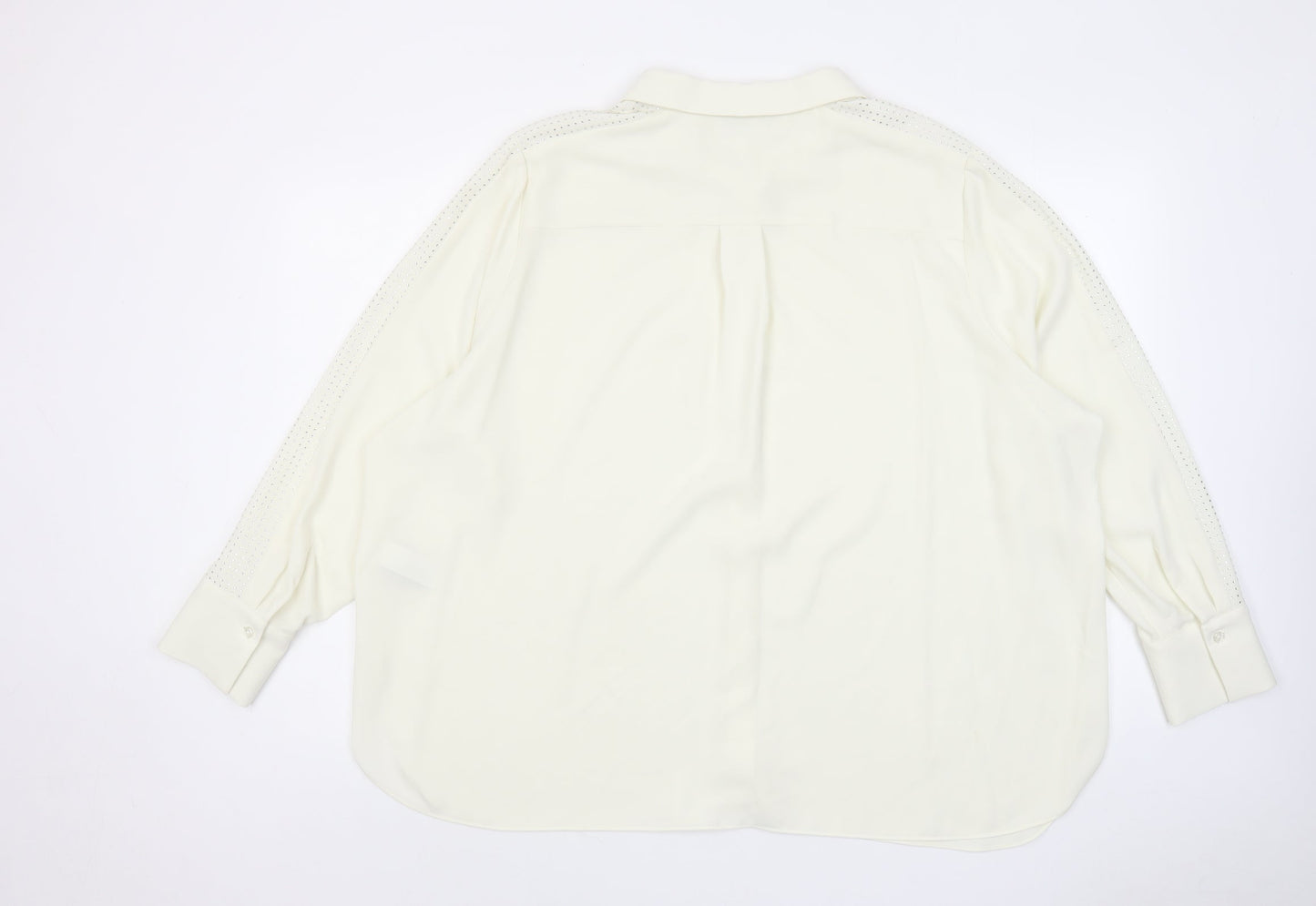 Marks and Spencer Womens Ivory Polyester Basic Button-Up Size 24 Collared