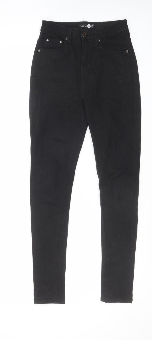 Boohoo Womens Black Cotton Skinny Jeans Size 6 L30 in Regular Zip