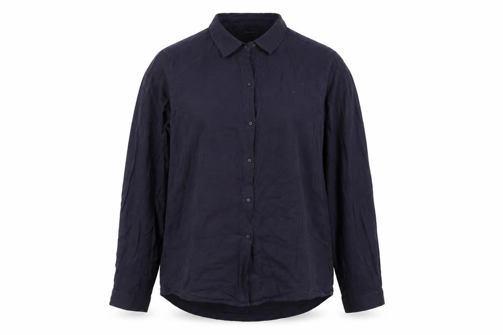 Zara Womens Blue Polyester Basic Button-Up Size L Collared