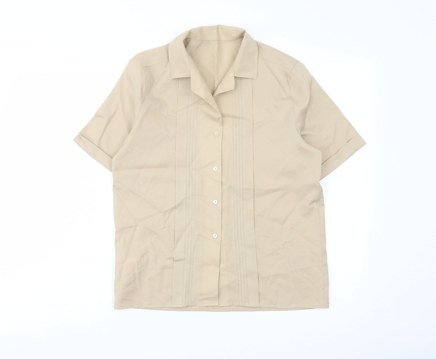 St Michael Womens Beige Polyester Basic Button-Up Size 10 Collared