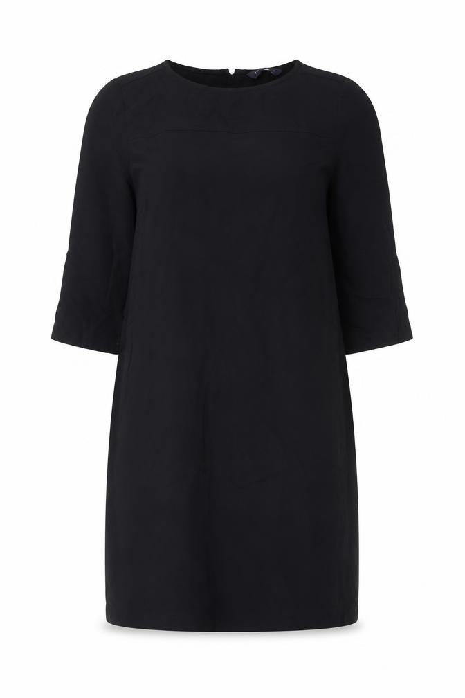 Marks & Spencer Womens Black Viscose A-Line Size 10 Round Neck Button