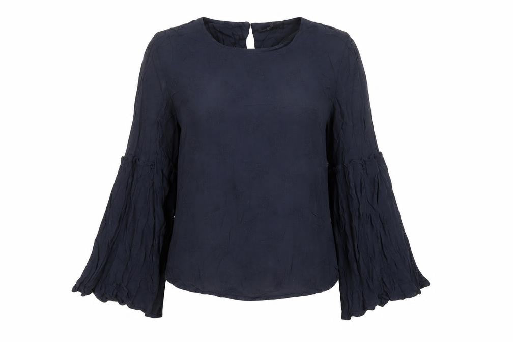 Topshop Womens Blue Viscose Basic Blouse Size 6 Round Neck