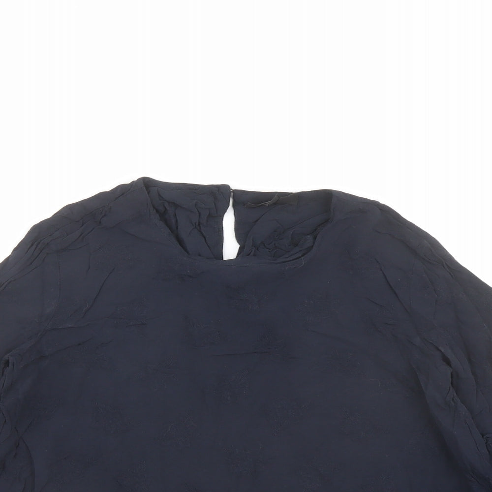 Topshop Womens Blue Viscose Basic Blouse Size 6 Round Neck