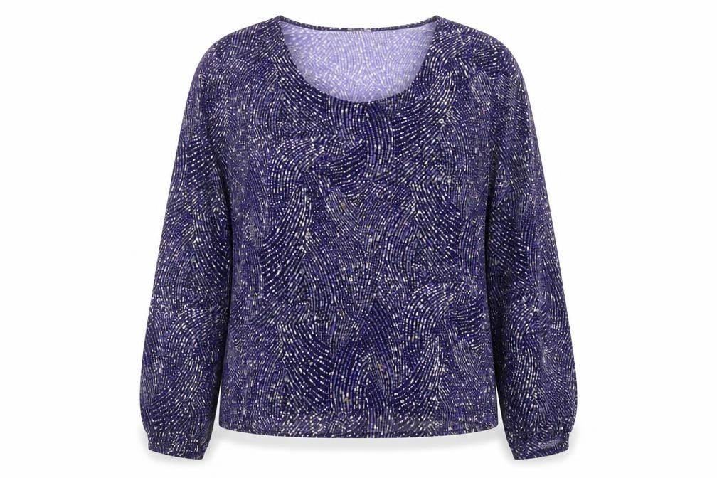 Kim&Co Womens Purple Polyester Basic Blouse Size XL Round Neck