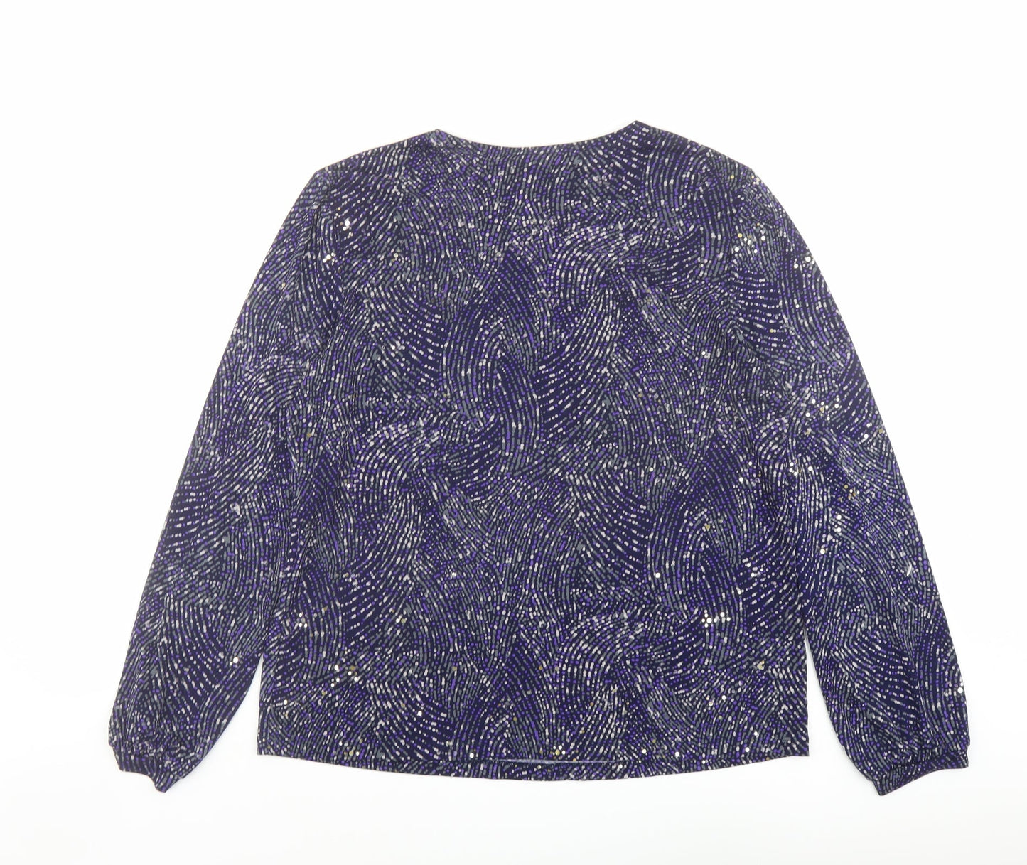 Kim&Co Womens Purple Polyester Basic Blouse Size XL Round Neck