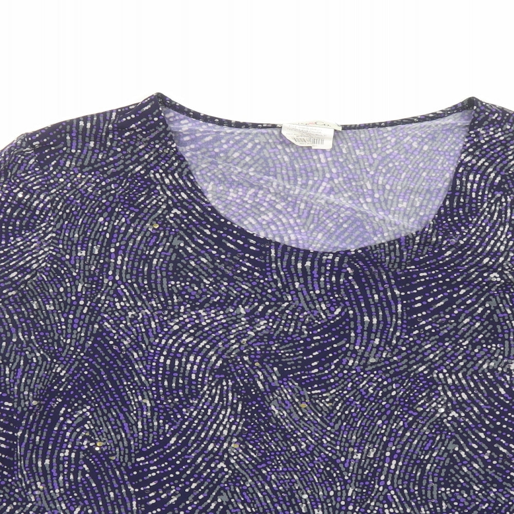 Kim&Co Womens Purple Polyester Basic Blouse Size XL Round Neck